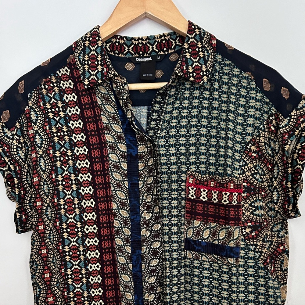 DESIGUAL Patterned loose fit blouse AZHAR SHIRT Aztec print - Picture 11 of 13